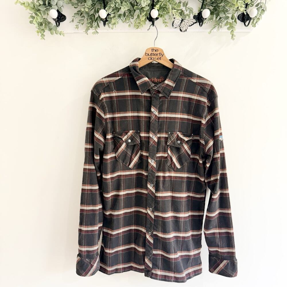 Kuhl Men’s Long Sleeve Plaid Shirt Pearl Snap Buttons Outdoor Size Large 84809